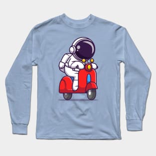 Cute Astronaut Riding Scooter Long Sleeve T-Shirt